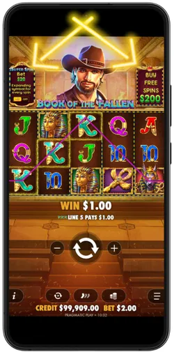 Super Spin Ante Bet toggle and Buy Free Spins option in Egyptian slot interface