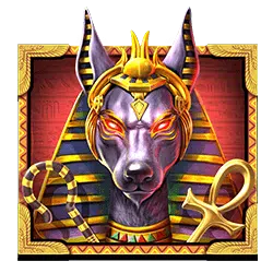 Black jackal god symbol with golden crown