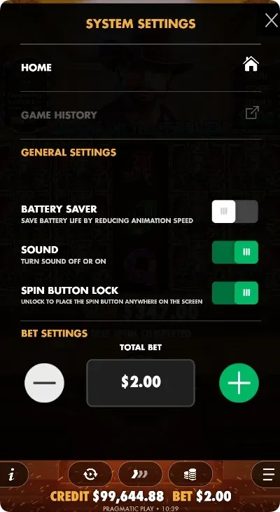 Book of Fallen game settings